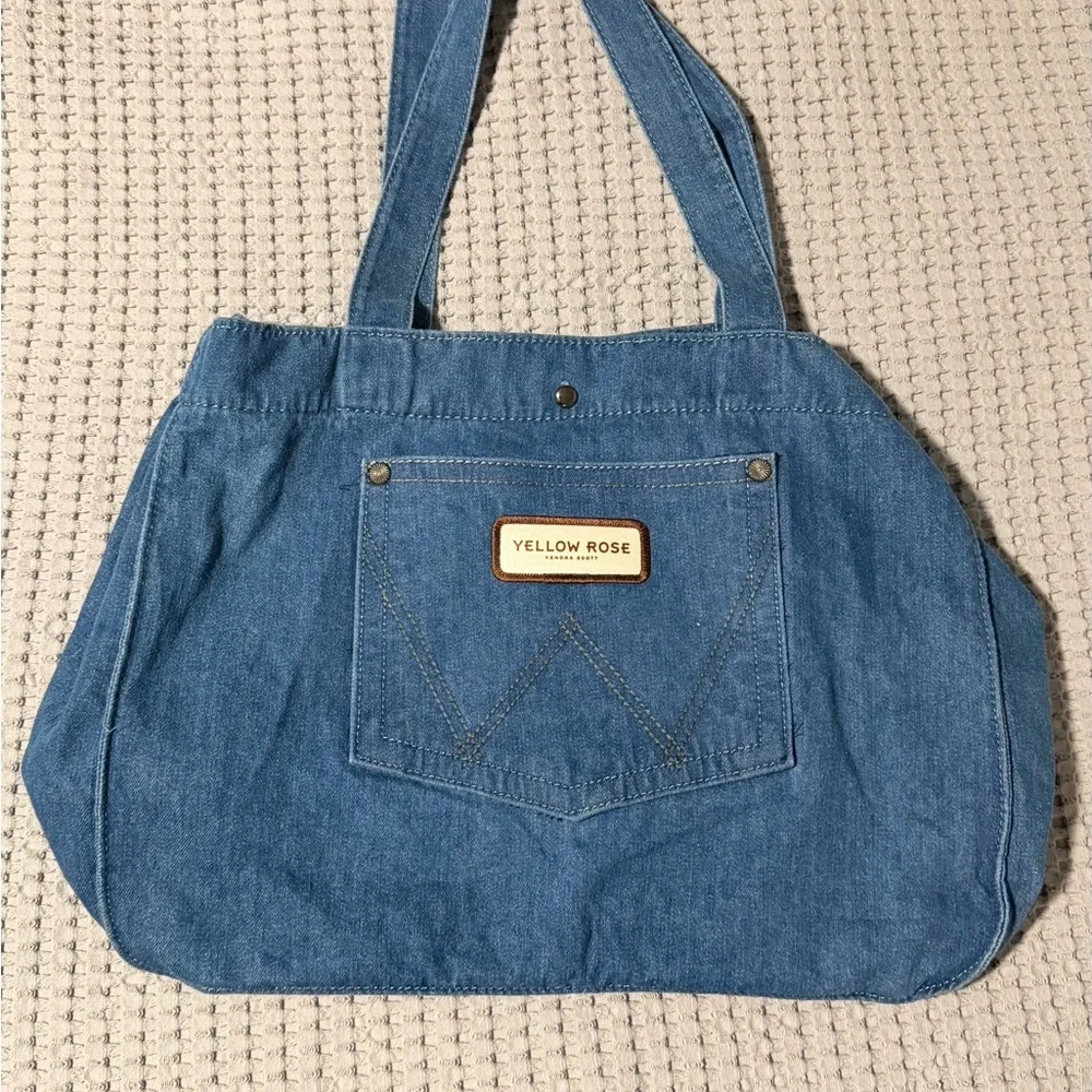 Kendra Scott Yellow Rose Wrangler Denim Tote Bag - Picture 1 of 4